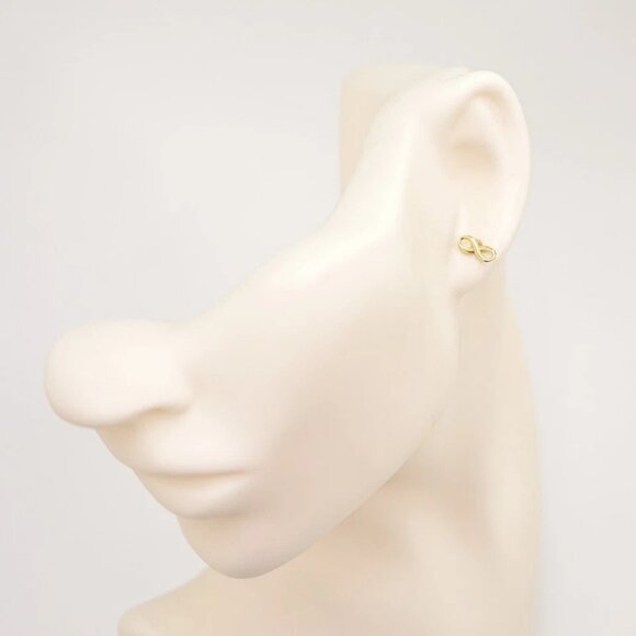 Tiffany & Co. Infinity Mini Stud Earrings 18K Yellow Gold 750 Auth w/Box - Picture 7 of 16